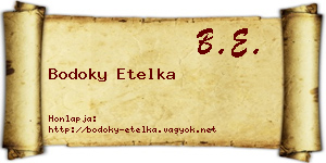 Bodoky Etelka névjegykártya